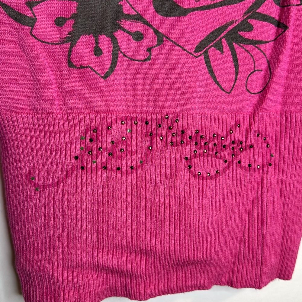 💖Eternal Love by Ed Hardy pink long sleeve hooded knit sweater Sz Small - Picture 9 of 15